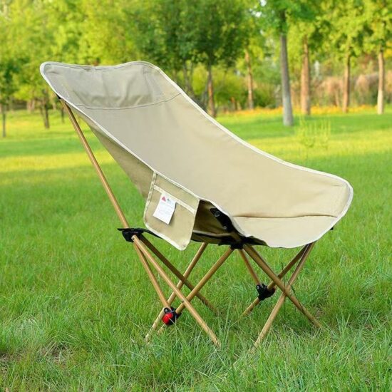Lightweight Foldable Stainless Steel Moon Chair for Camping and Fishing
