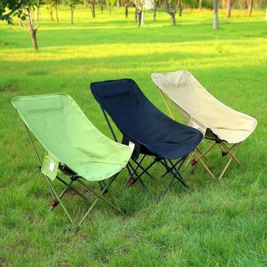 Lightweight Foldable Stainless Steel Moon Chair for Camping and Fishing