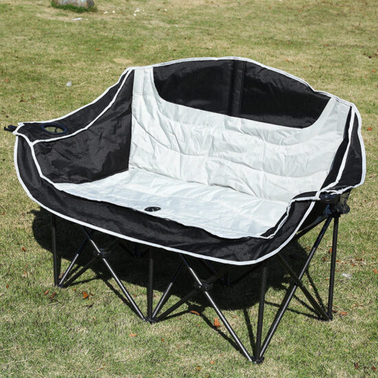 Double Folding Camping Chair for 2 Adults, Metal Frame
