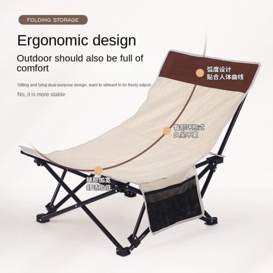 Low Seat Folding Beach Chair with Mesh Backrest for Adults Outdoor Use