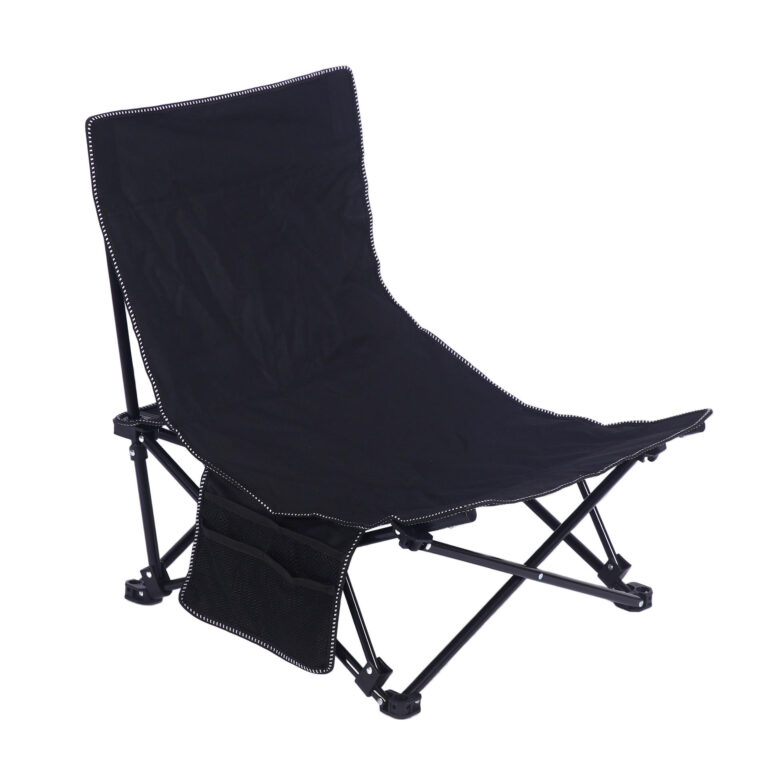 Low Seat Folding Beach Chair with Mesh Backrest for Adults Outdoor Use