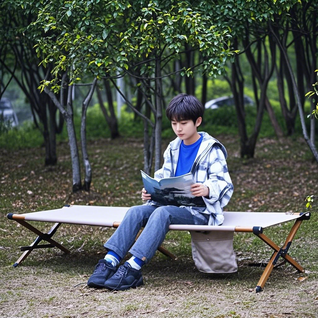 Modern Portable Folding Bed with Metal Frame for Outdoor Use