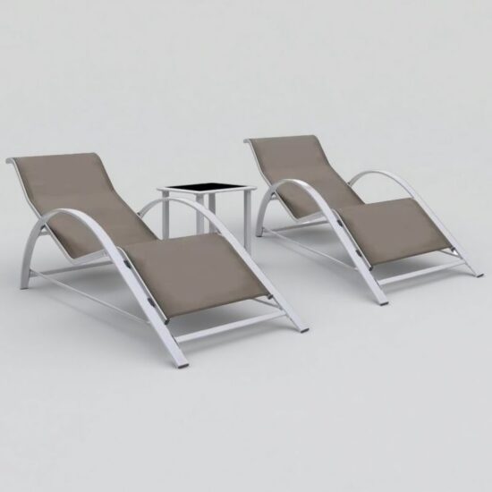 Modern reclining outdoor lounge chair set, steel patio furniture for garden
