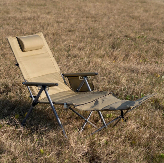Adjustable 5-gears fishing chair, folding camping reclining chair with footrest