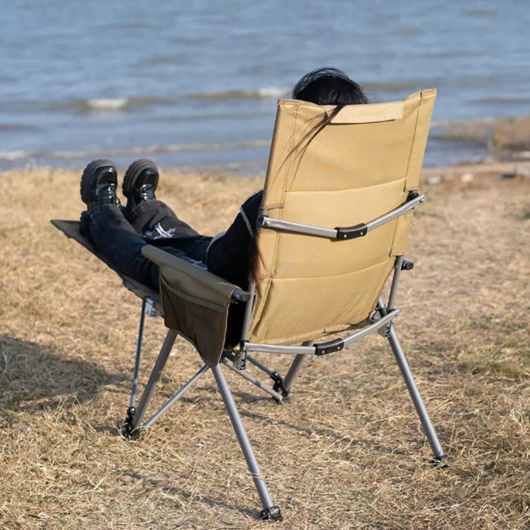 Adjustable 5-gears fishing chair, folding camping reclining chair with footrest