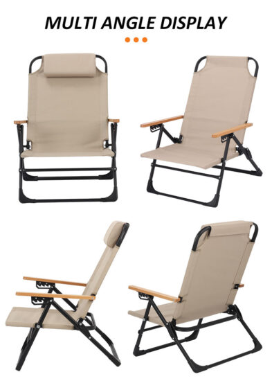 Outdoor adjustable aluminum Kermit folding lounge chair with head pillow