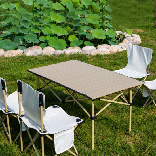 Black Portable Camping Egg Roll Folding Table for Outdoor Use
