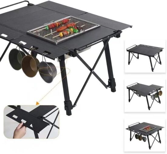Portable Outdoor Aluminum Alloy Folding Barbecue Table with Adjustable Height