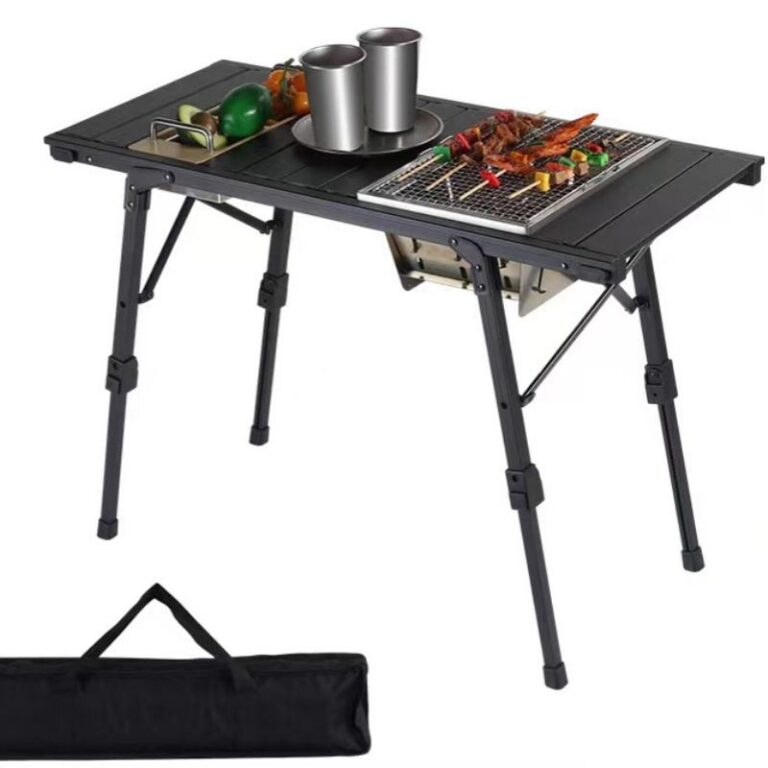 Portable Outdoor Aluminum Alloy Folding Barbecue Table with Adjustable Height