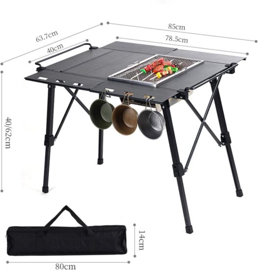 Portable Outdoor Aluminum Alloy Folding Barbecue Table with Adjustable Height