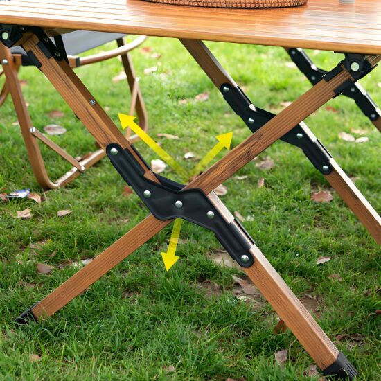 Outdoor Camping Full Set – Folding Table and Chairs with Carbon Steel Chicken Rolls Table