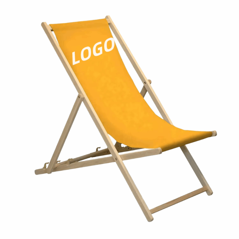 Wooden outdoor folding beach chair, single position, durable and portable design