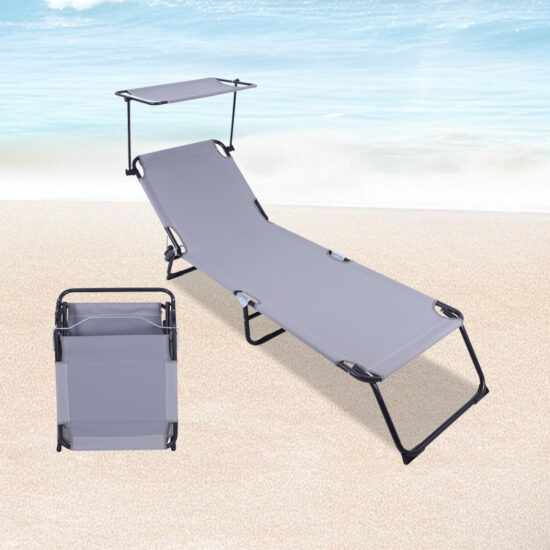 Multifunctional Outdoor Beach Lounge Chaise Folding Recliner Chair with Footrest