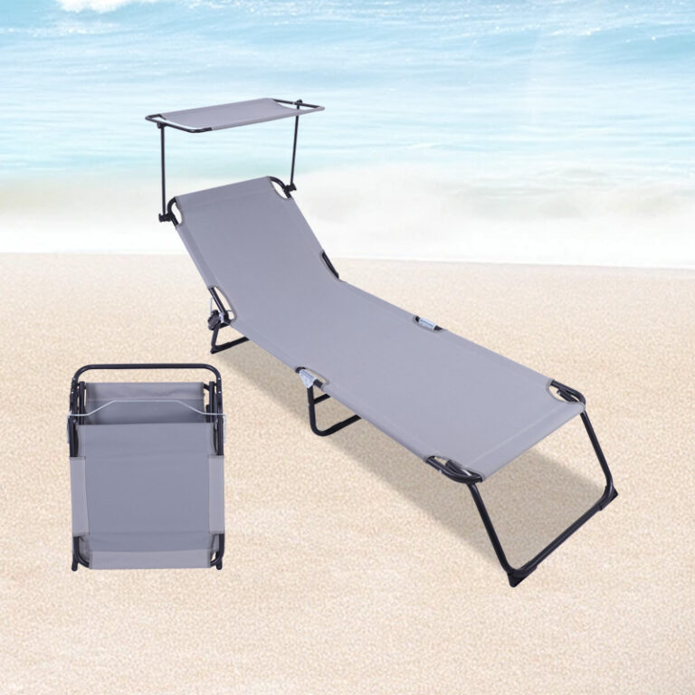 Multifunctional Outdoor Beach Lounge Chaise Folding Recliner Chair with Footrest