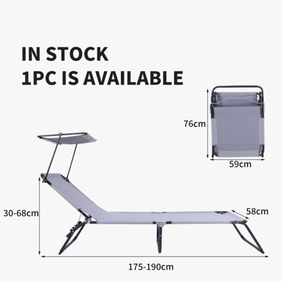 Multifunctional Outdoor Beach Lounge Chaise Folding Recliner Chair with Footrest