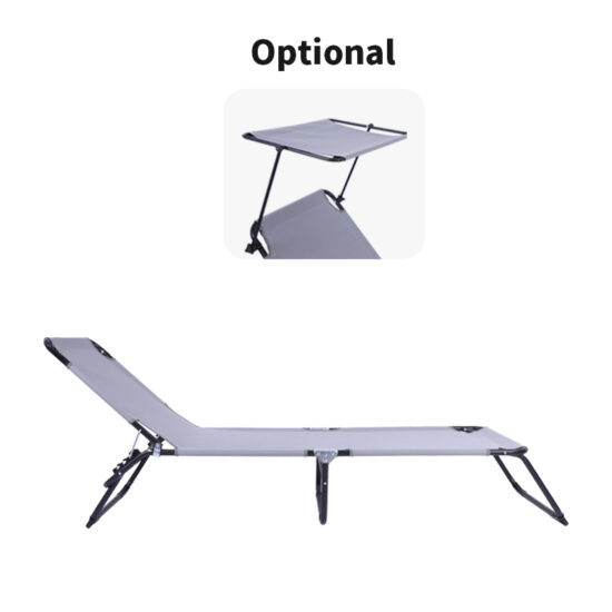 Multifunctional Outdoor Beach Lounge Chaise Folding Recliner Chair with Footrest