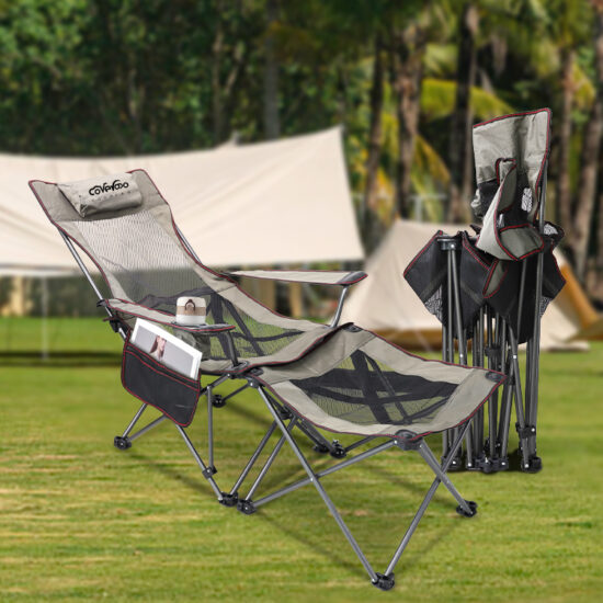 Multifunctional Folding Recliner Chair with Footrest for Outdoor Camping