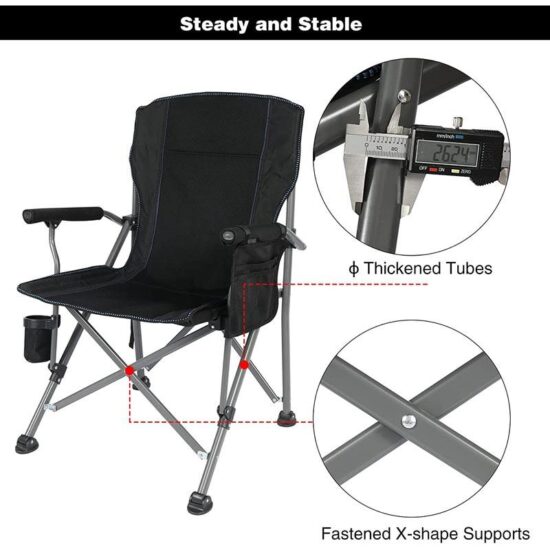 Heavy Duty Oversized Folding Camping Chair with High Back and Hard Arms