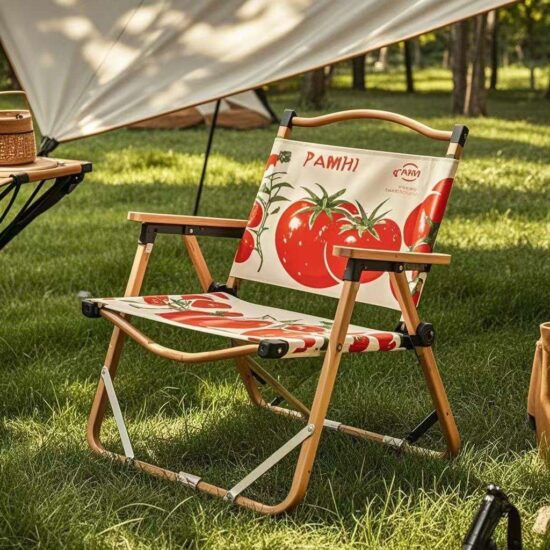 PAMIR modern folding beach chair with cotton seat for outdoor use
