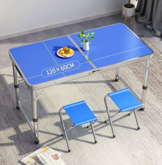 Foldable Aluminum Dining Table with 4 Chairs for Outdoor Use

