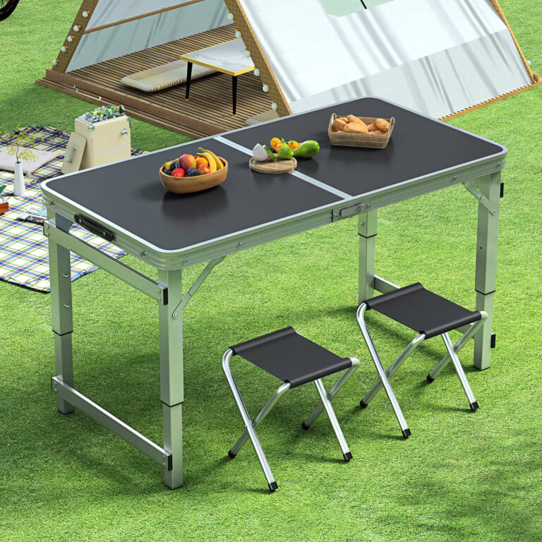 Foldable Aluminum Dining Table with 4 Chairs for Outdoor Use