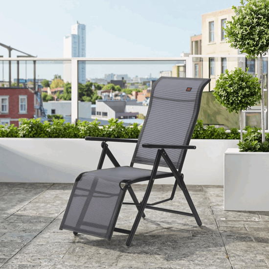 Portable Camping Recliner Chair with Adjustable Footrest for Outdoor Hiking