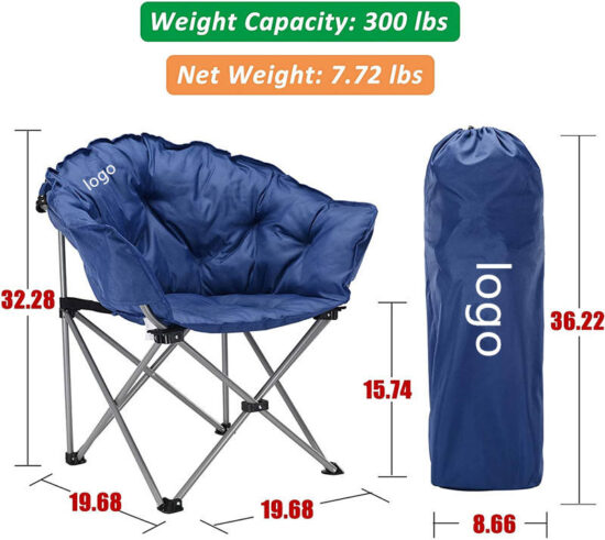 Lightweight Folding Moon Chair with Cup Holder and Back Support