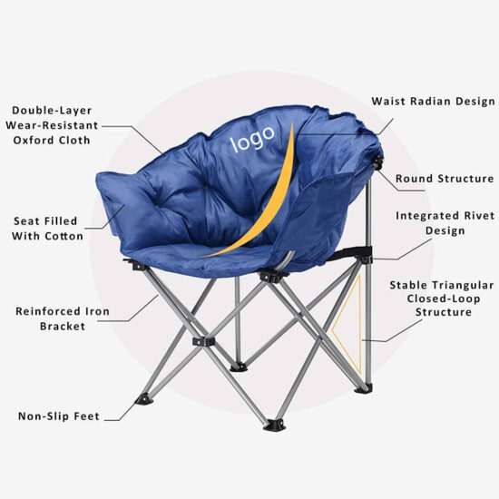 Lightweight Folding Moon Chair with Cup Holder and Back Support