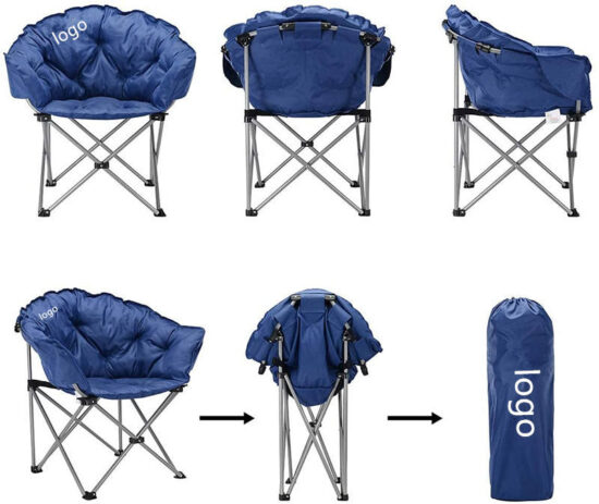 Lightweight Folding Moon Chair with Cup Holder and Back Support