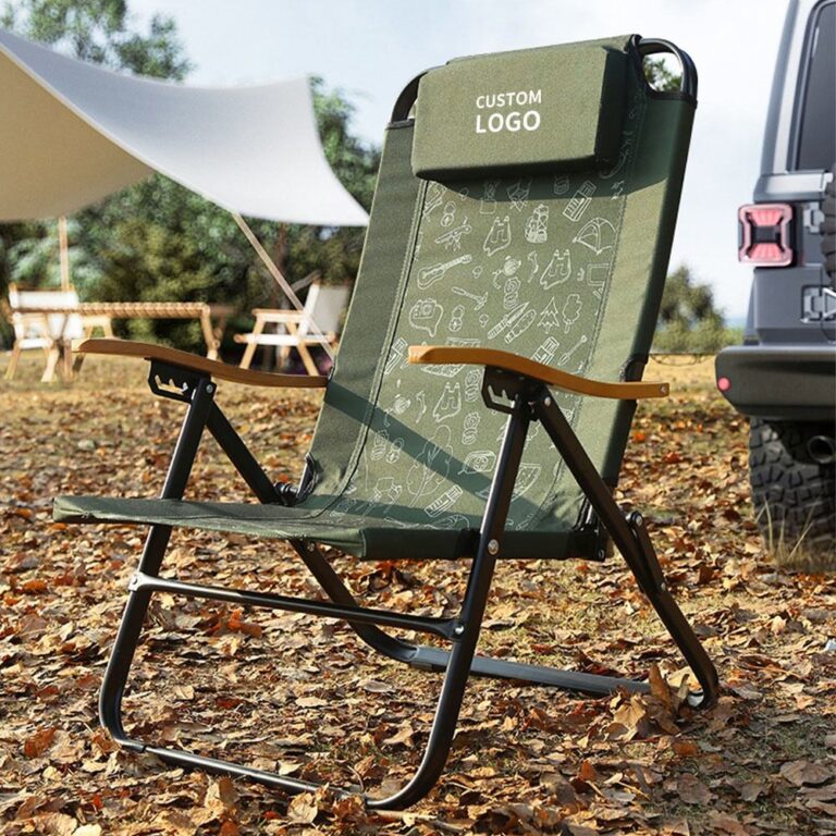 Portable folding recliner chair for outdoor use, customizable design for sitting and lying