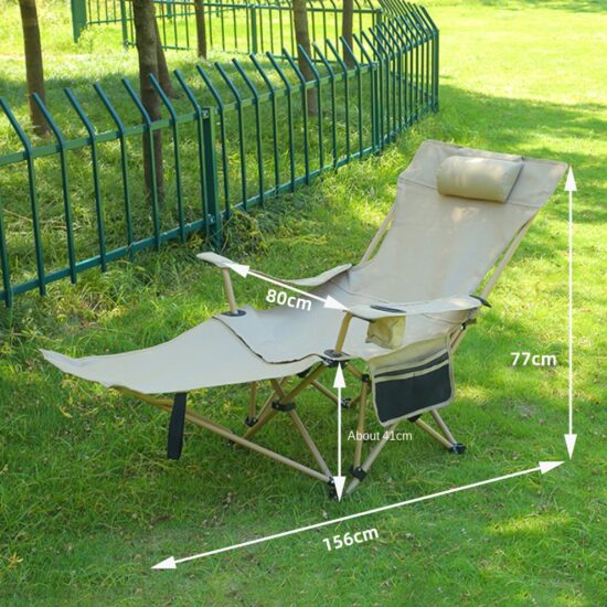 Portable Folding Recliner Chair with Footrest for Beach and Camping