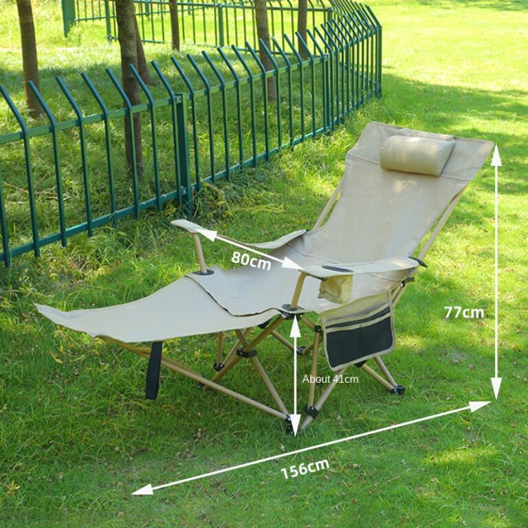 Portable Folding Recliner Chair with Footrest for Beach and Camping