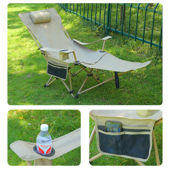 Portable Folding Recliner Chair with Footrest for Beach and Camping