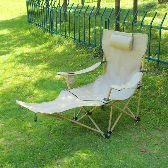Portable Folding Recliner Chair with Footrest for Beach and Camping