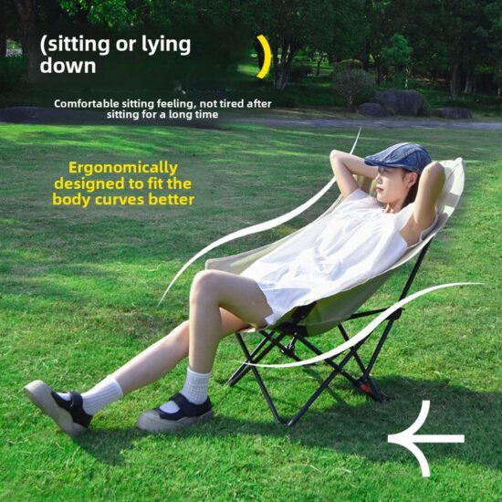 Portable High-Back Reclining Moon Chair for Beach and Camping