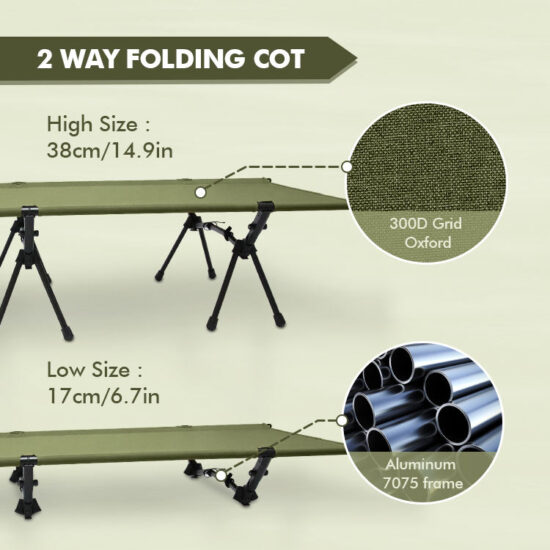 KingGear Ultralight Adjustable Folding Camping Cot