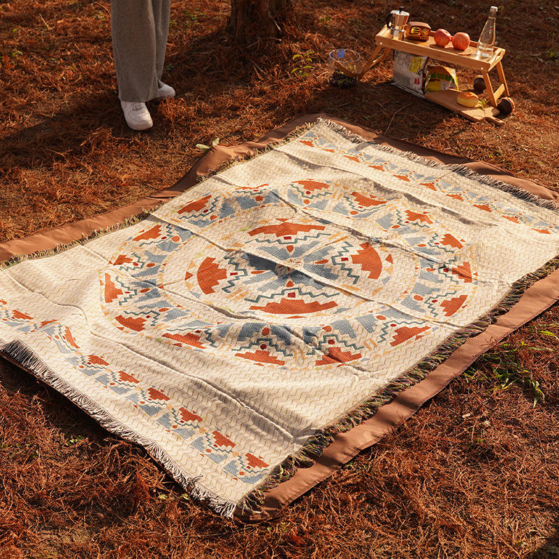 Padded Moistureproof RV Camping Picnic Mat with Bohemian Design