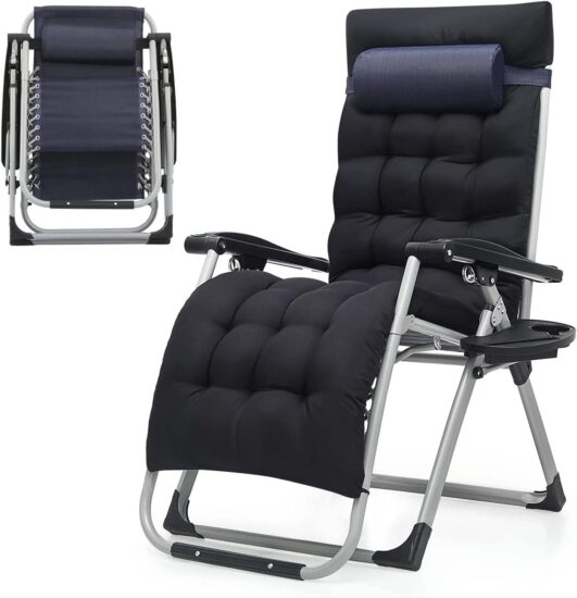  Soft folding zero gravity lounge chair with cushion for outdoor use