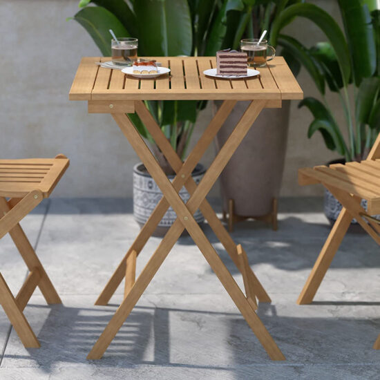 Solid Wood Folding Square Patio Table for Garden and Outdoor Use
