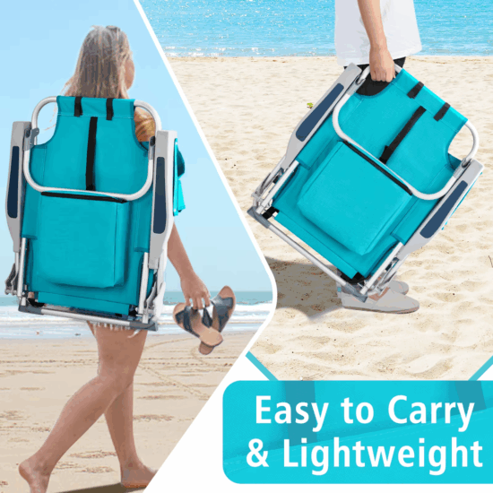  Foldable lightweight beach backpack chair with reclining function and storage

