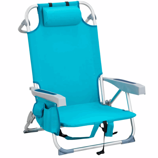  Foldable lightweight beach backpack chair with reclining function and storage

