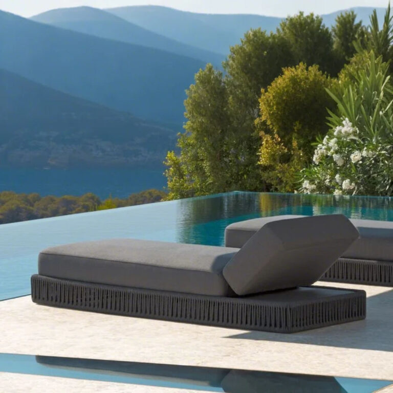 Waterproof PE rattan sun lounger for outdoor beach and garden use