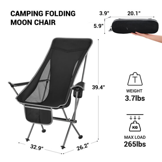 Ultralight Highback 7075 Alu Folding Moon Chair for Fishing and Camping