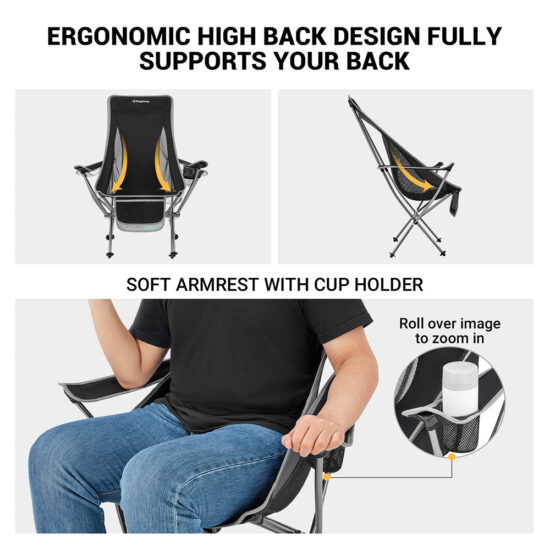 Ultralight Highback 7075 Alu Folding Moon Chair for Fishing and Camping