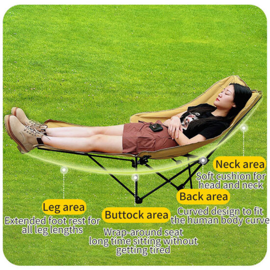 Arcadia high back camping recliner chair with armrests, portable and foldable