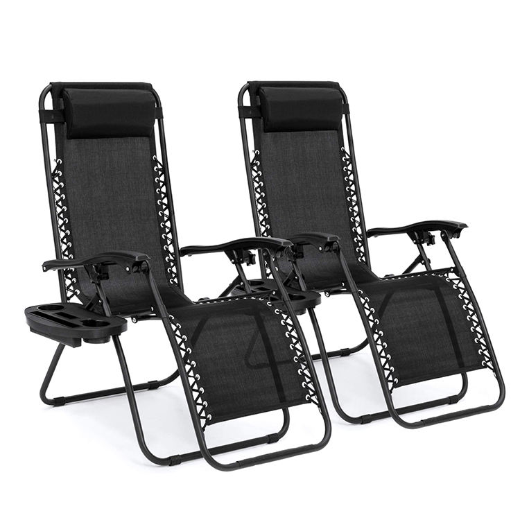 Adjustable zero gravity folding beach lounge chair with cup holder and custom logo